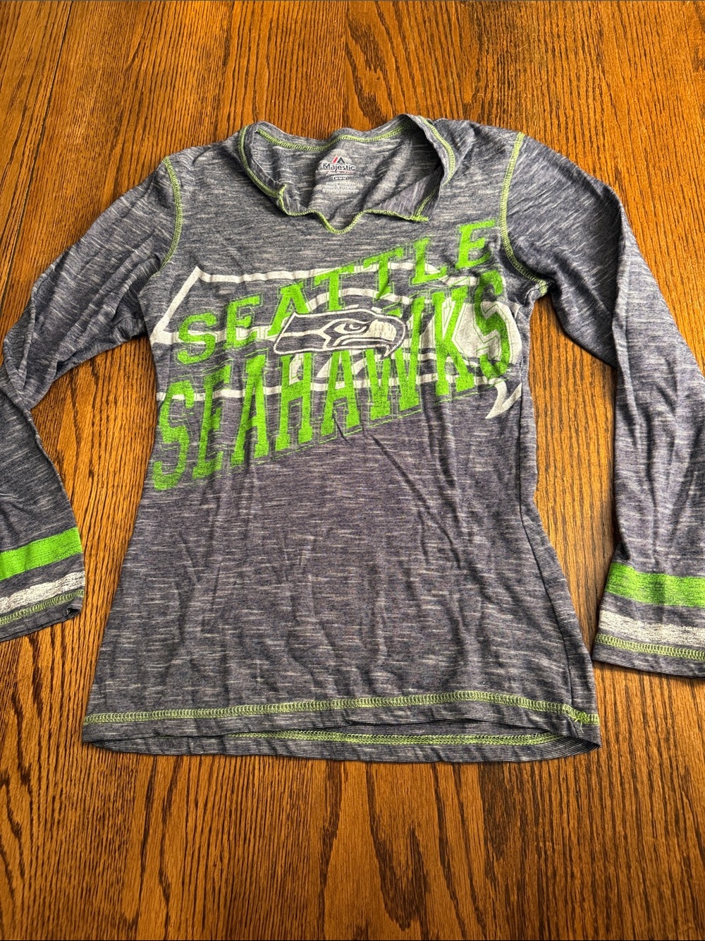 Majestic Seattle Seahawks Long Sleeve Tee - Gray & Neon Green